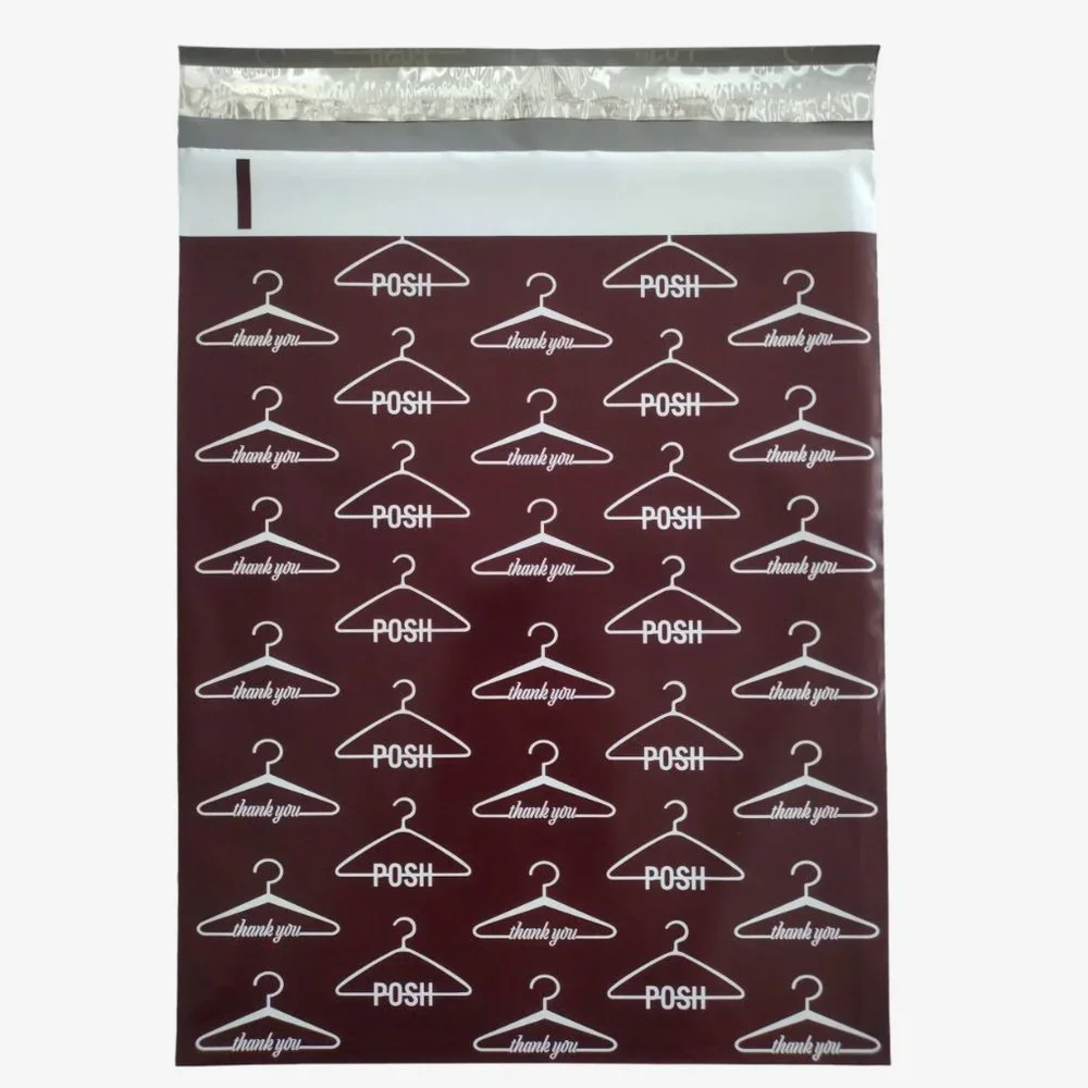 20 Count Posh 10 x 13 Burgundy Self Seal Printed Poly Mailers